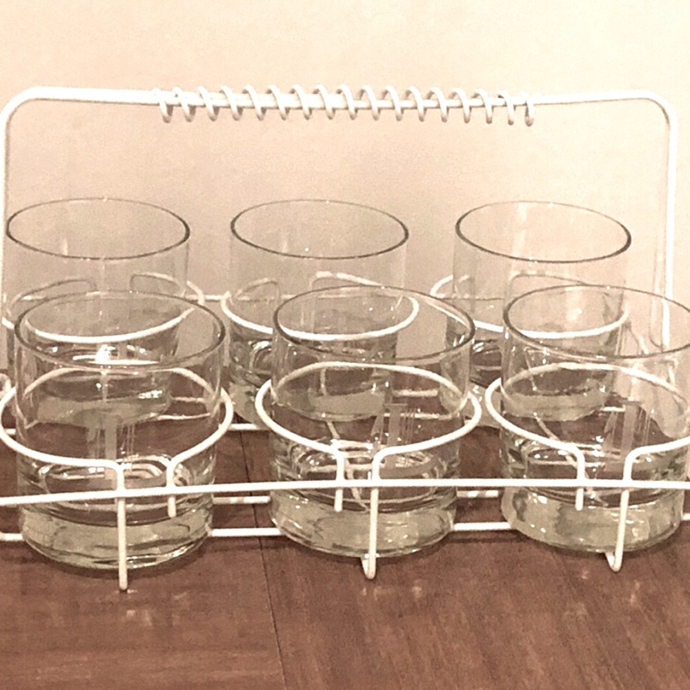 Vintage old fashioned glasses scrip L initial set 6